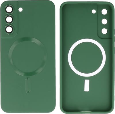 Hoesje Geschikt voor Samsung Galaxy S22 Plus - Back Cover - MagSafe Hoesje met Camera Beschermer - Donker Groen