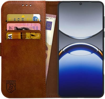 Rosso Element Geschikt voor Oppo Find X8 Pro | Wallet Book Case | Portemonnee Hoesje | 3 Pasjes | Magneetsluiting | Stand Functie | Bruin