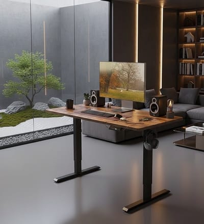 Elektrisch Zit-Sta Bureau 100x60 cm met behuizing & USB – Ergonomisch verstelbaar Thuiskantoor Bureau Bruin Casa Serena – Casa Dorada