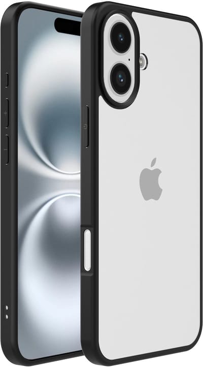 Smartphonica Telefoonhoesje Geschikt voor iPhone 16 met Doorzichtige Achterkant en Sterke Zwarte Randen - TPU Back Cover Case - Zwart geschikt voor iPhone 16