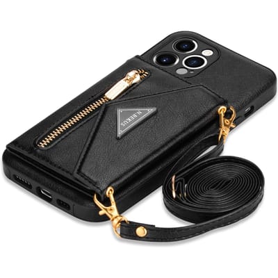 Ritsportemonnee voor iPhone 16 15 Plus 14 13 12 Mini 11 X XR XS Pro Max Hoes met Kaarthouder Lanyard Riem Crossbody Lederen Cover For iPhone 16Pro Max