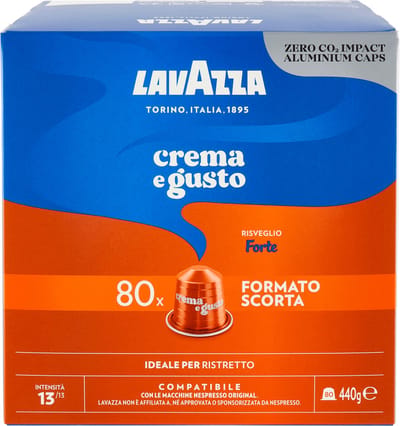 Lavazza Nespresso compatibel - Crema e Gusto FORTE 80 Koffiecups - Italiaanse koffie, 80 kopjes