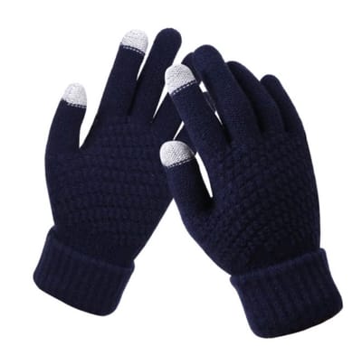 Gebreide handschoenen - touchscreen - one size - warme winter favoriet - Donker blauw