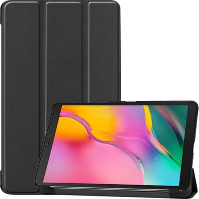 Hoes - Geschikt voor Samsung Galaxy Tab A 8.0 (2019) - Dun & Stevig - Trifold Bookcase - Hard Cover - Hardcover Book Case - Tablet Hoesje - Zwart