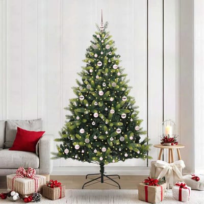 vidaXL - Kunstmatige - Scharnierende - Kerstboom - 300 - LEDs - Groen - 210 - cm