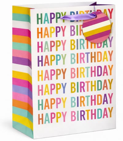 Cadeautas L A4 Verjaardag Happy Birthday - Grote luxe Geschenktas - Cadeauzak - Geschenkzak - 26cmx12cmx32cm