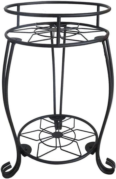Plantenrek Metaal - Bloemenstandaard - Planten Weergeven - Elegant Bloempatroon - 48x29cm - Zwart