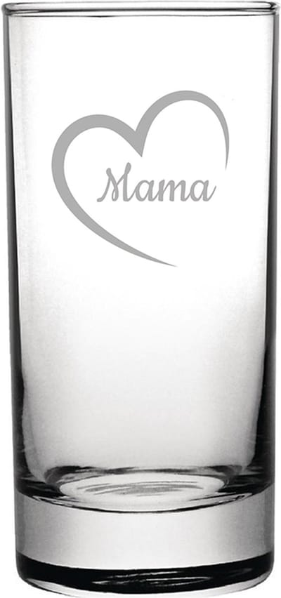 Gegraveerde longdrinkglas 28,5cl Mama met hartje