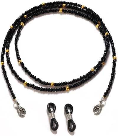 Brillenkoord Handgemaakt - Kralenketting Bril - Bril Veilig Dragen - Antislip en Anti-val - 75 cm - Zwart