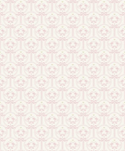 Dutch Wallcoverings - Little Kids- Oiseaux roze/wit - vliesbehang - 10m x 53cm - JS3205
