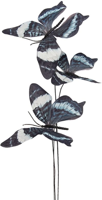 Clayre & Eef Decoratie Tak Vlinder 10x10x65 cm Grijs Textiel
