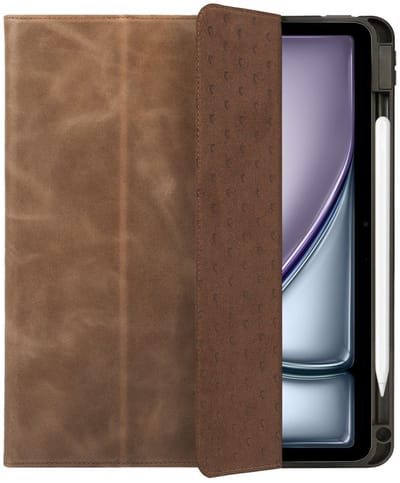 Rosso Elite Hoes Geschikt voor Apple iPad Air 11 (2024/2025/2026) - 2-in-1 Echt Leer Book Case en Back Cover - Magnetisch Uitneembaar Hoesje - Beschermhoes Bruin