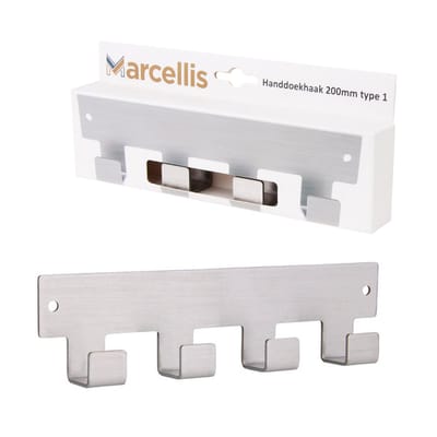 Marcellis - 1x Industriële handdoekhaak - handdoekhouder - ophanghaak - 4 haken - roestvrij staal
