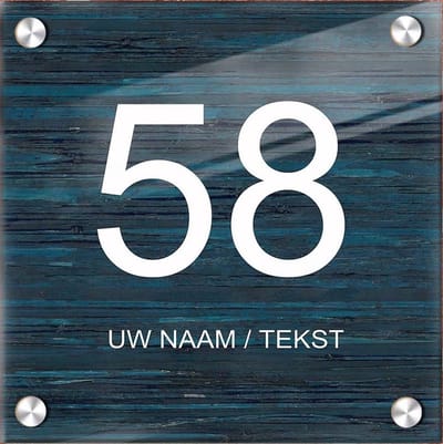 Naambordje voordeur plexiglas 15x15x0,5 cm model 1158 - Huisnummerbordje, naambordjes, naambordje huis, naamplaatjes, huisnummer bord, huisnummer bordje, originele naambordjes voordeur, huisnummerbord met naam, originele huisnummer bord