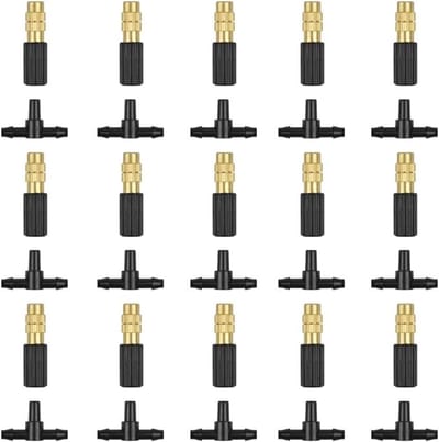Mist Spray Verstuivers - Tuin Besproeiers - Planten Water Geven - Verstelbare Koperen Nozzles - 15 Stuks - Goud en Zwart