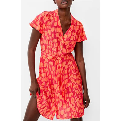 French Connection Islanna Crepe Ss V Nk Dress Coral/azalea Size: 6 | Mini Dresses Outlet | Dames | Roze