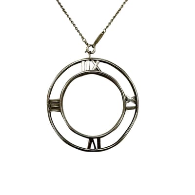 Tiffany & Co. Atlas Romeinse Cijfers Ronde Hanger Ketting in Sterling Zilver Metaal