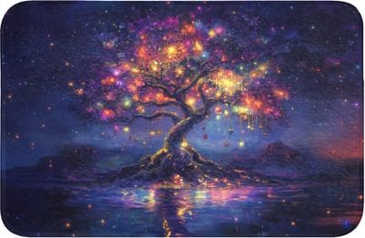 Badmat 60x40 cm - Antislip - Kosmisch - lichtboom - Kerst - Kleurrijk - Badmatten voor badkamer - Badkamermat - Douchemat - Badkamer mat