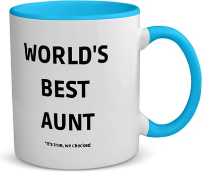 Akyol - world's best aunt it's true we checked koffiemok - theemok - blauw - Tante - werelds beste tante - verjaardag - cadeautje voor tante - tante artikelen - kado - geschenk - 350 ML inhoud