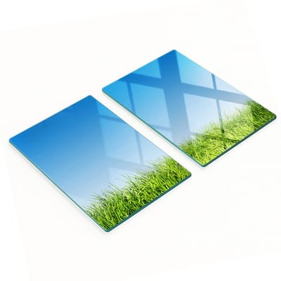 Multifunctionele decoratieve glazen borden met grasprint 2x40x52 cm