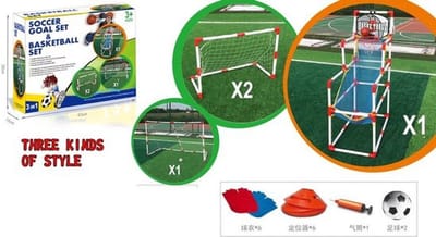 2in1 Voetbaldoel en Basketbalset - Sportset - Voetbal en Basketbal - Inclusief Ballen en Hesjes - Multifunctioneel en Duurzaam