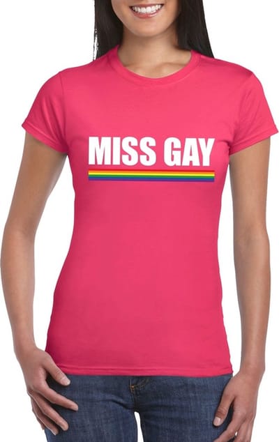 Gay Pride t-shirt roze Miss Gay dames - LGBT/ Lesbische shirts S