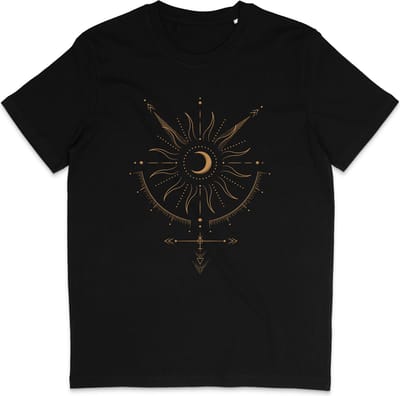 Dames Heren T Shirt - Abstract Spiritueel Celestial Maan - Astrologie - Zwart - XS