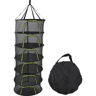 Filet de séchage pliable pour plantes, fermeture à glissière multicouche, diamètre de 60 cm, pour bourgeons d'herbes gray