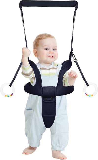 Kinder Loopgordel - Hulp Gordel - Eerste Stapjes Leren - Verstelbare Band - 32 x 83 cm - Blauw