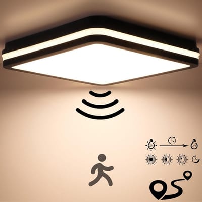 LED Plafondlamp met Bewegingssensor 24W - 2400 Lumen - 4000K Neutraal Wit - IP54 Waterdicht voor Buiten, Zolder, Garage