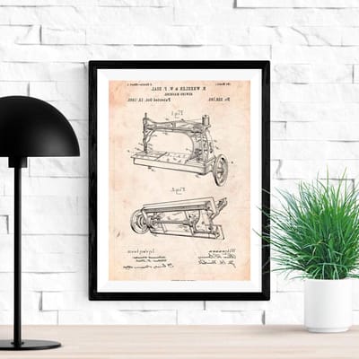 Naaimachine Patent Poster - Uitleg Tekening - Wand Decoratie - Gedrukt op 250g Papier - A3 Formaat - Vintage