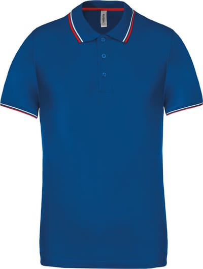Heren Polo 'Pique' Kariban Collectie maat S Kobaltblauw/Rood/Wit