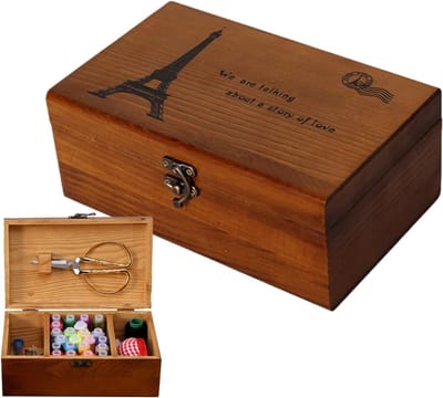 Houten Naaibox - Ambachtelijke Doos - Hobby Opslag - Met 3 Vakken - 215 x 135 x 9 cm