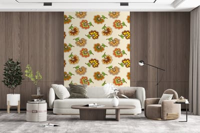 Behang - Fotobehang Design - Bloemen - Retro - Vintage - Breedte 200 cm x hoogte 300 cm