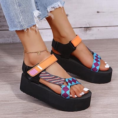 Nieuwe Sandalen Dames Zomer Mode Casual Strand Schoenen Comfortabel En Lichtgewicht Dikke Zool Grote Maat Dames Schoenen 38 oranje