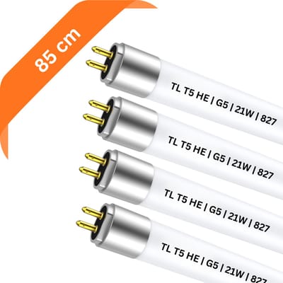 4x T5 TL buizen 85 cm – 827 Warm Wit 2700K – 21W – G5 fitting – Ø 1.6 cm