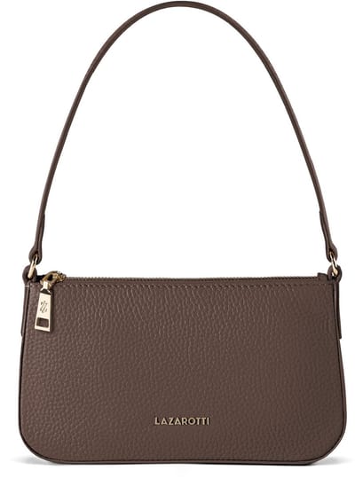 Lazarotti Leren schoudertas Bologna Leather Pochette Taupe bruine