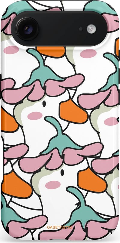 Casetastic hoesje geschikt voor Apple iPhone Air - MagSafe - Dubbellaagse bescherming - Bloempjeshoed - Fashion Case - Wit Grijs Lichtroze Oranje