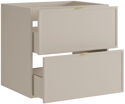 Vente-unique Zwevende onderkast met metalen handgrepen - Kleur beige - 60 cm - ONDIL