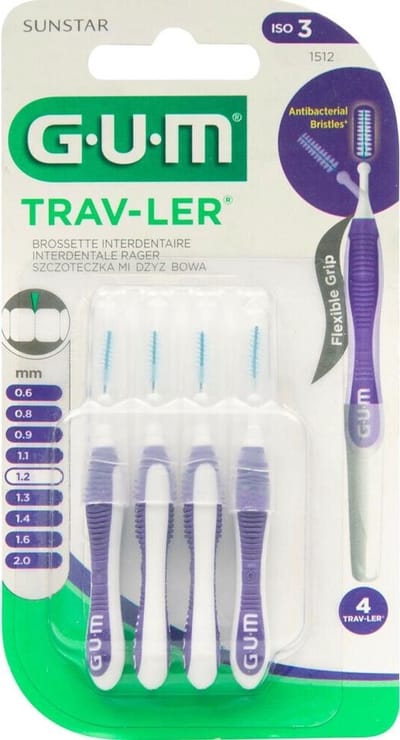6x GUM Trav-Ler Ragers Paars 1.2mm blister à 4 stuks