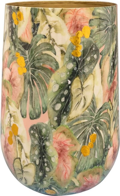 TS Collection - Vaas Designed by Lammie - Monstera mystery - 20x29 - Metaal & Epoxy - Exclusieve woonitems voor binnen - Handgemaakt - Unieke print - Designed by Lammie