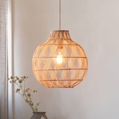 GOOD&MOJO Hanglamp Mendoza - Naturel - Ø35cm - Bohemian - Hanglampen Eetkamer, Slaapkamer, Woonkamer