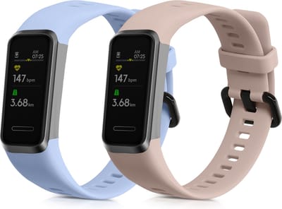 kwmobile 2x horlogebandjes geschikt voor Huawei Band 4 bandje - Smartwatch bandjes van TPU - Activity tracker horloge band in oudroze / lichtblauw