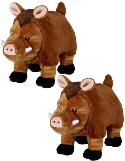 Bauer Wild Zwijn - 2x - pluche - Eco-line - 15 cm - cartoon - voor kinderen