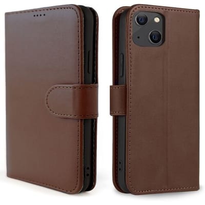 Coverzs telefoonhoesje geschikt voor Apple iPhone 13 Mini Bookcase hoesje - Walletcase flipcase shockproof hoesje pasjeshouder - bruin