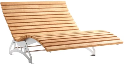 Complete set tuinligstoel LOUNGER, 1500 mm breed, gepolijst roestvrij staal, inclusief houten latten van lariks