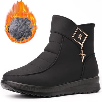Dames Winter Sneeuwlaarzen met Warme Voering van Bont Comfortabele Enkellaarsjes Antislip Waterdichte Buitenschoenen 41 black