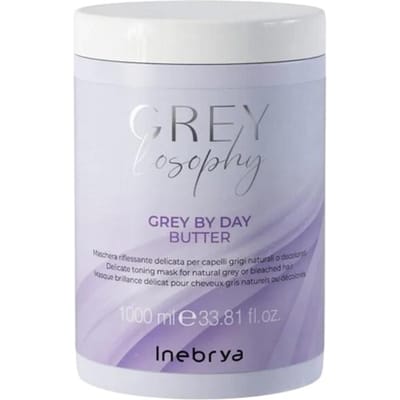 Inebrya, Gris au Jour, Masque Crème Traitant pour Cheveux, Pour la Neutralisation des Tons Jaunes, 1000 ml