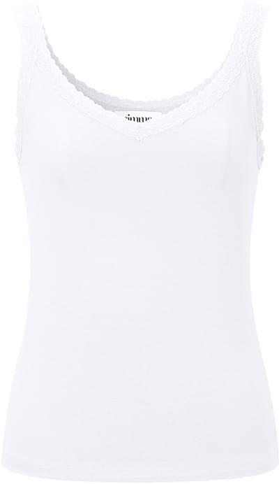 Gimme - Basic Top Lace – Gebreide Top met Kanten Detail – Elegante Onmisbare Essential - Wit - Maat S