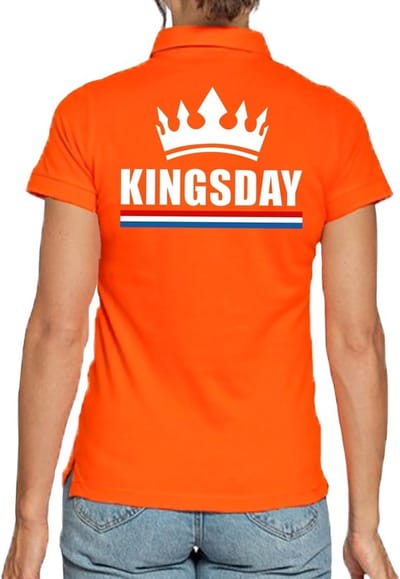Koningsdag poloshirt / polo t-shirt Kingsday oranje voor dames - Koningsdag kleding/ shirts S